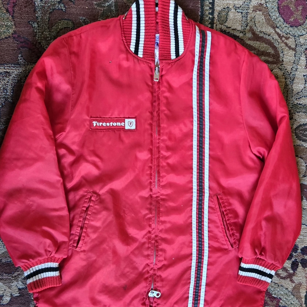 VTG 70s/80s Firestone Lined Red Race Jacket XL